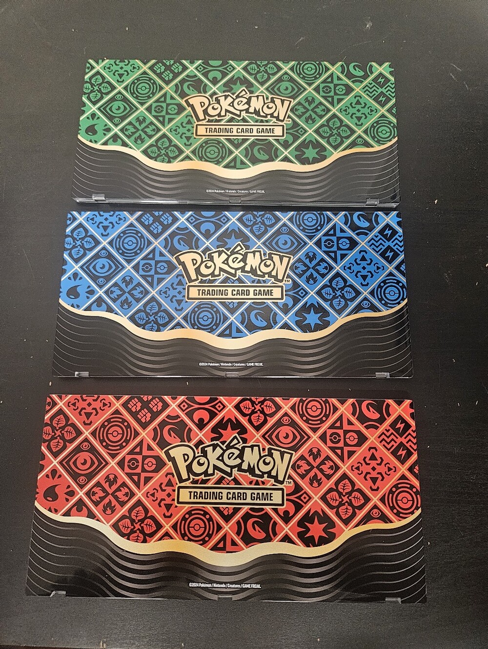 Trading Card Game Playmats Set - Red, Blue, Green